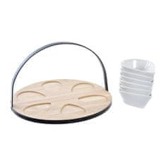 NEW Set za Aperitiv DKD Home Decor Bel/Črn Kovina Bambus Gres Loft 7 Kosi 30 x 40 cm 25 x 25 x 14 cm