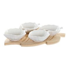 NEW Set za Aperitiv DKD Home Decor Listi Bambus Gres Tropical (28,5 x 16,5 x 3,6 cm) (5 Kosi)