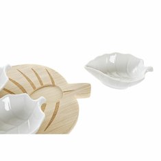 NEW Set za Aperitiv DKD Home Decor Listi Bambus Gres Tropical (28,5 x 16,5 x 3,6 cm) (5 Kosi)