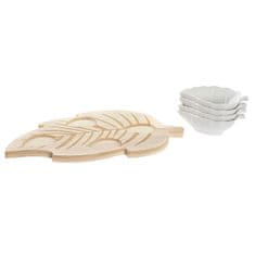 NEW Set za Aperitiv DKD Home Decor Listi Bambus Gres Tropical (28,5 x 16,5 x 3,6 cm) (5 Kosi)