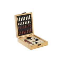 Miramarket Set Vino in šah DKD Home Decor Šah Nerjaveče jeklo Les MDF (15 x 17 x 4,5 cm) (5 Kosi)