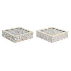 Miramarket Škatla za pijače DKD Home Decor Kristal Kovina MDF (24 x 24 x 6,5 cm) (2 kosov)