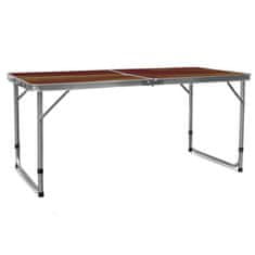 Aga Zložljiva kamping miza 120x60x54/60/70 cm Rjava