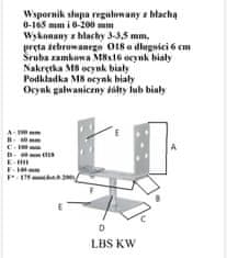 Boxman NASTAVLJIV KVADRATNI PODSTAVEK ZA DROG 0-165 MM, POCINKAN RUMENE BARVE