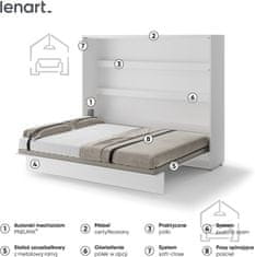 Trianova Postelja v omari Lenart - Bed Concept 14 - 160x200 cm - bela sijaj 