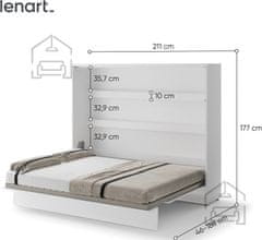 Trianova Postelja v omari Lenart - Bed Concept 14 - 160x200 cm - bela sijaj 