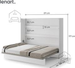 Trianova Postelja v omari Lenart - Bed Concept 14 - 160x200 cm - bela