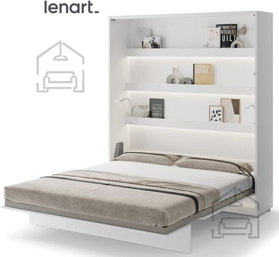 Trianova Postelja v omari Lenart - Bed Concept 13 - 180x200 cm - bela sijaj