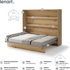 Trianova Postelja v omari Lenart - Bed Concept 14 - 160x200 cm - artisan hrast