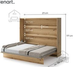 Trianova Postelja v omari Lenart - Bed Concept 14 - 160x200 cm - artisan hrast