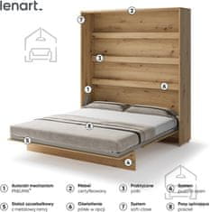 Trianova Postelja v omari Lenart - Bed Concept 13 - 180x200 cm - artisan hrast 