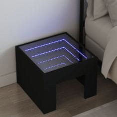 Vidaxl Nočna mizica z neskončnimi LED črna 40x40x30 cm