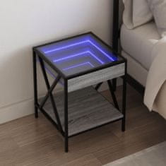 Vidaxl Nočna mizica z neskončnimi LED siva sonoma 40x40x49 cm