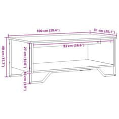 Vidaxl Klubska mizica dimljeni hrast 100x51x40 cm inženirski les