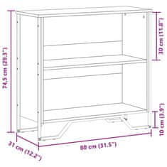 Vidaxl Knjižna omara dimljeni hrast 80x31x74,5 cm inženirski les