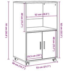 Vidaxl Omarica na kolesih artisian hrast 55x40x91 cm inženirski les