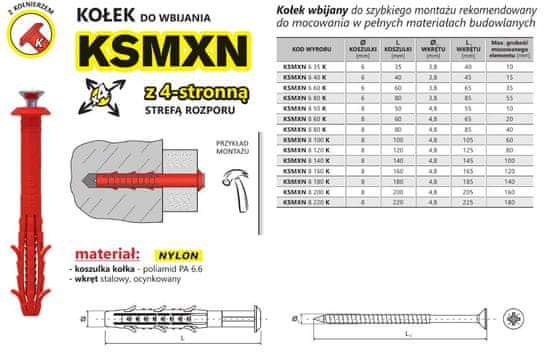 Noah HITRO DELUJOČI PRITRDILNI ELEMENT S PRIROBNICO KSMXN 8*50MM