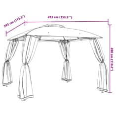 Vidaxl Paviljon z dvojno streho, mrežnimi stenami antracit 2,93x2,93 m