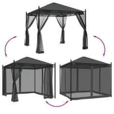 Vidaxl Paviljon z mrežastimi stenami antracit 2,93x2,93 m jeklo