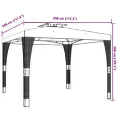 Vidaxl Paviljon z dvojno streho krem 2,98x2,98 m jeklo