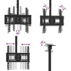 Vidaxl Stropni nosilec za TV 32-65-palčni zaslon VESA 400x400 mm 40kg