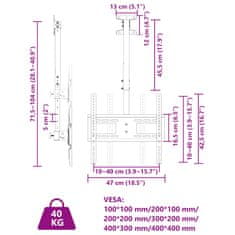 Vidaxl Stropni nosilec za TV 32-65-palčni zaslon VESA 400x400 mm 40kg