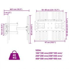 Vidaxl Stenski nosilec za TV 26-70-palčni VESA 400x400 mm 40kg