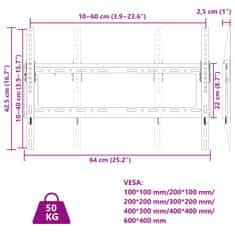 Vidaxl Stenski nosilec za TV 26-63-palčni VESA 600x400 mm 50kg