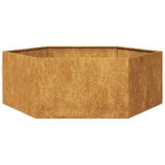 Vidaxl Vrtno korito šestkotnik 138x120x45 cm corten jeklo