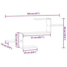 Vidaxl Stenska polica siva sonoma 104x15x49 cm inženirski les