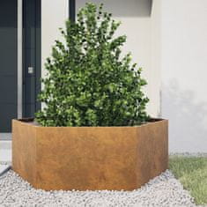 shumee vidaXL Vrtno korito šestkotnik 138x120x45 cm corten jeklo