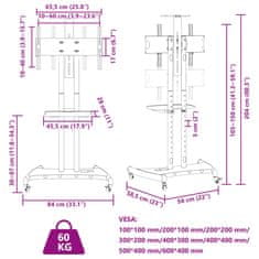 Vidaxl TV stojalo na kolesih 32-70-palčni zaslon VESA 600x400 mm 60kg