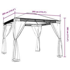 Vidaxl Paviljon z mrežastimi stenami krem 2,93x2,93 m jeklo