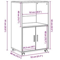 Vidaxl Omarica na kolesih črna 55x40x91 cm inženirski les