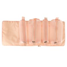 WOWO Zložljiva potovalna kozmetična torba Removable Roll-up 4v1 Large Capacity Portable Pink