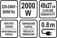 Noah ELEKTRIČNI NAMIZNI ŽAR 2000W, 49*27CM