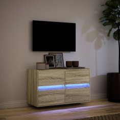 Vidaxl Stenska TV omarica z LED lučkami sonoma hrast 80x31x45 cm