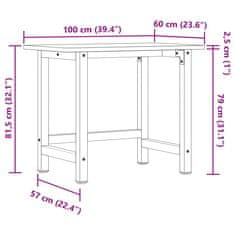 Vidaxl Delovna miza 100x60x81,5 cm trdna bukovina pravokotna