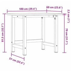 Vidaxl Delovna miza temno rjava 100x60x81,5 cm hrastovina pravokotna