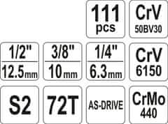 Noah KOMPLET ORODJA 1/4'' 3/8'' 1/2'' 111 DELOV XL