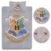 sarcia.eu Harry Potter Hogwarts Siva posteljnina 135x200cm, obojestranska, enojna postelja, certifikat OEKO-TEX