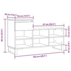 Vidaxl Omarica za čevlje dimljeni hrast 102x36x60 cm inženirski les