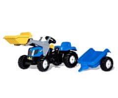 Rolly Toys Rolly Toys 023929 Rolly Kid New Holland kmetijski traktor z vedrom in prikolico