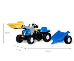 Rolly Toys Rolly Toys 023929 Rolly Kid New Holland kmetijski traktor z vedrom in prikolico