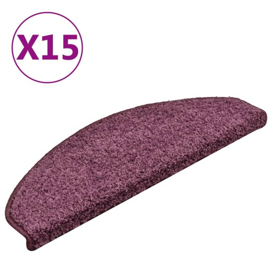 Vidaxl Preproge za stopnice 15 kosov temno vijolične 65x21x4 cm