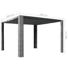 Vidaxl Paviljon s streho poli ratan 300x300x200 cm siv in antraciten