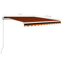 Vidaxl Ročno zložljiva tenda 300x250 cm oranžna in rjava