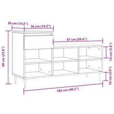 Vidaxl Omarica za čevlje betonsko siva 102x36x60 cm inženirski les