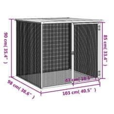 Vidaxl Kokošnjak s streho svetlo siv 103x98x90 cm pocinkano jeklo