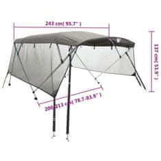 Vidaxl Bimini tenda s 4 loki in stranicami 243x(200-213)x137 cm